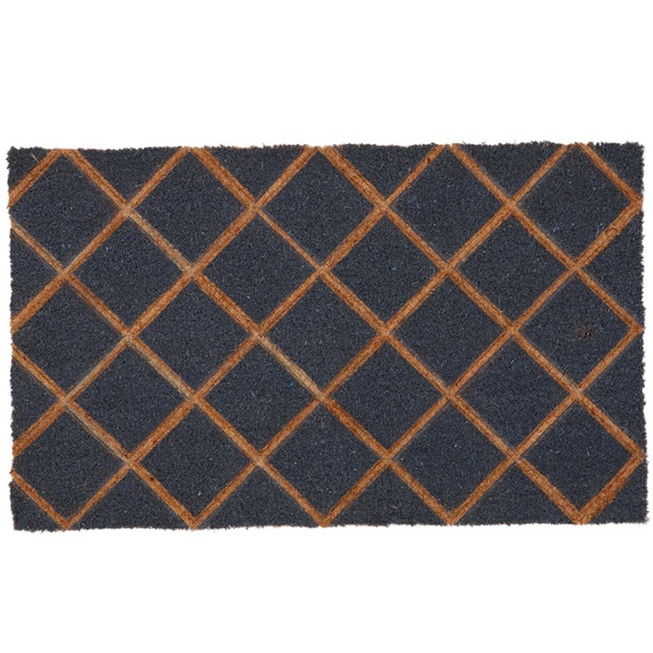 Bejárati szőnyegek, Esschert Design, 75x45x1,5 cm, antracit, kókuszrost, téglalap alakú, kültéri, mintás