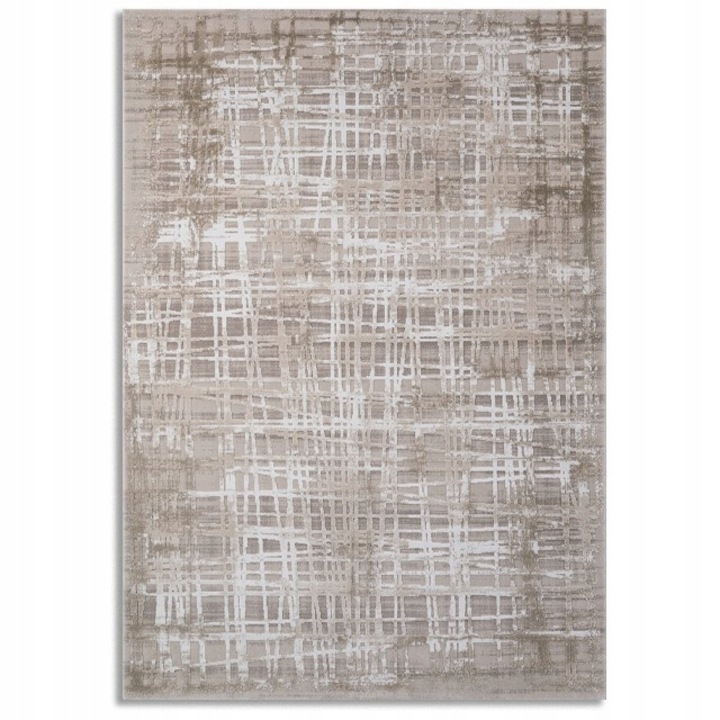 Covor, Seta Hali, CLAMENTE 0570B BEJ/BEJ, 80x300 cm, Bej/Gri, Destinat Pentru Camera De Zi, Dormitor, Hol, Bucatarie, Material Acrilic, Design Abstract, Calitate Superioara, Rezistenta La Pete, Usor De Intretinut, 1.5 kg