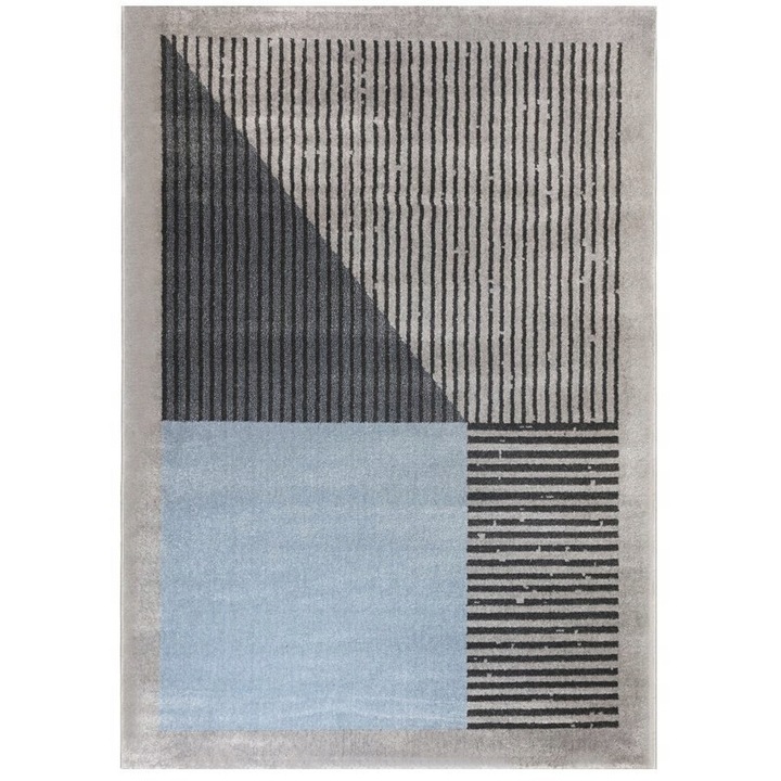 Covor, Seta Hali, LARA L263A_SFI24 L.GREY/L.BLUE, 80x150 cm, Gri Inchis/Albastru/Gri, Destinat Pentru Living, Dormitor, Hol, Bucatarie, Material Polipropilen, Design Geometric, Calitate Superioara, Rezistent La Pete, Usor De Intretinut, 1.2 kg