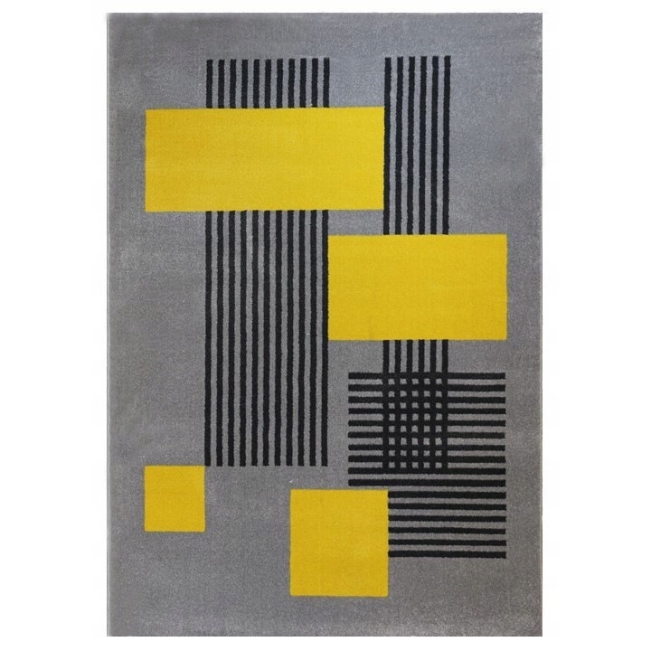 Covor, Seta Hali, LARA L262A_SFI26 L.GREY/YELLOW, 120x170 cm, Gri Inchis/Gri/Galben, Destinat Pentru Living, Dormitor, Hol, Bucatarie, Material Polipropilena, Design Geometric, Calitate Superioara, Rezistent La Pete, Usor De Intretinut, 1.2 kg