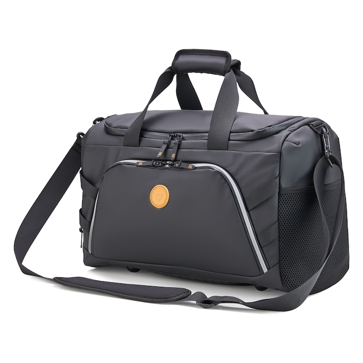 Geanta voiaj/sport Verage Cambridge, 40x20x20 cm, bagaj de mana avion Wizz Air/Ryanair, poliester premium, impermeabila, negru