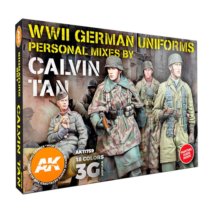 3Gen akril festékkészlet II. világháborús német egyenruhákhoz, Calvin Tan, AK Interactive, 18x17ml