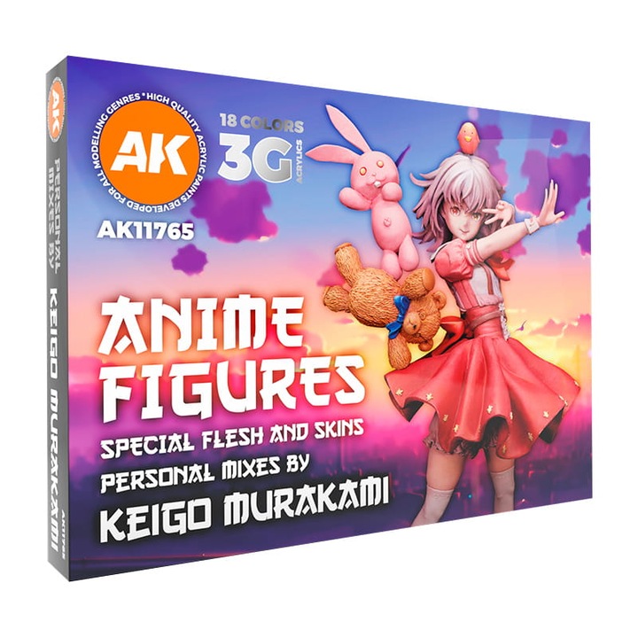 3Gen Acrylics Anime figurák festékkészlet, Keigo Murakami, AK Interactive, 18x17ml