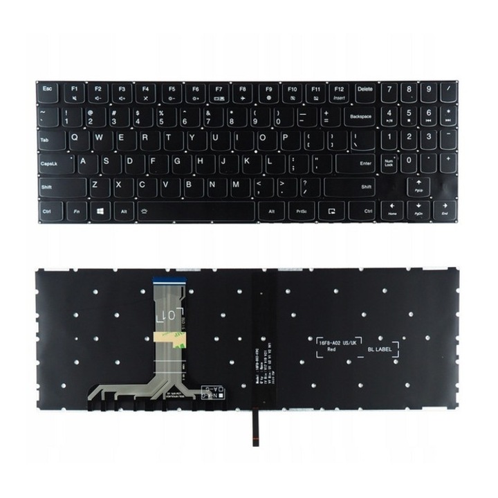 Премиум клавиатура за лаптоп, съвместима с Lenovo Y520-15IKBA Y520-15IKBN, черна с подсветка