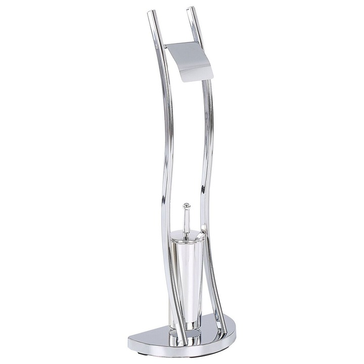 Suport pentru hartie igienica si perie de toaleta, Beliani, Soacha Metal, Argintiu