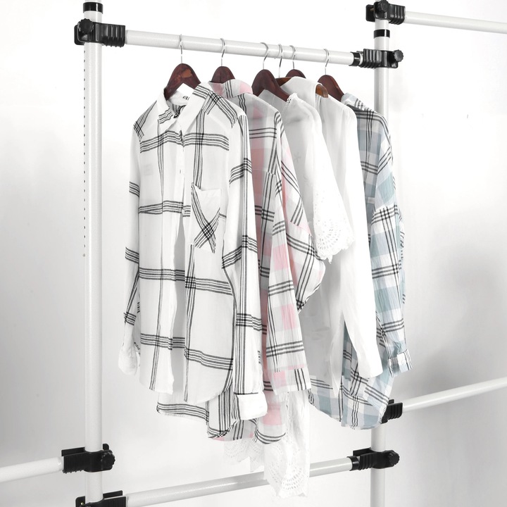 Skálázható Állítható Ruhaakasztó, Vas, 246-300 cm Magasság, Fehér
