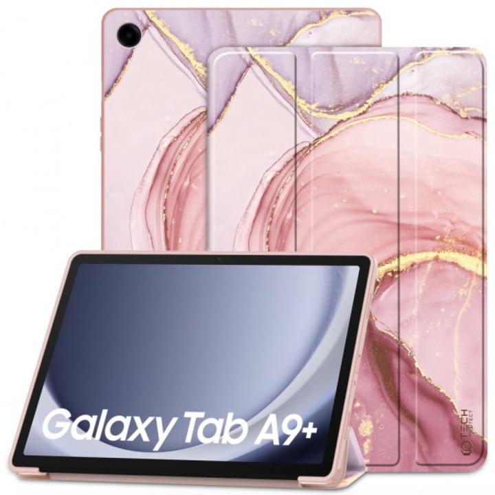 Husa Pentru Samsung Galaxy Tab A9 Tech Protect Smartcase Roz MODO