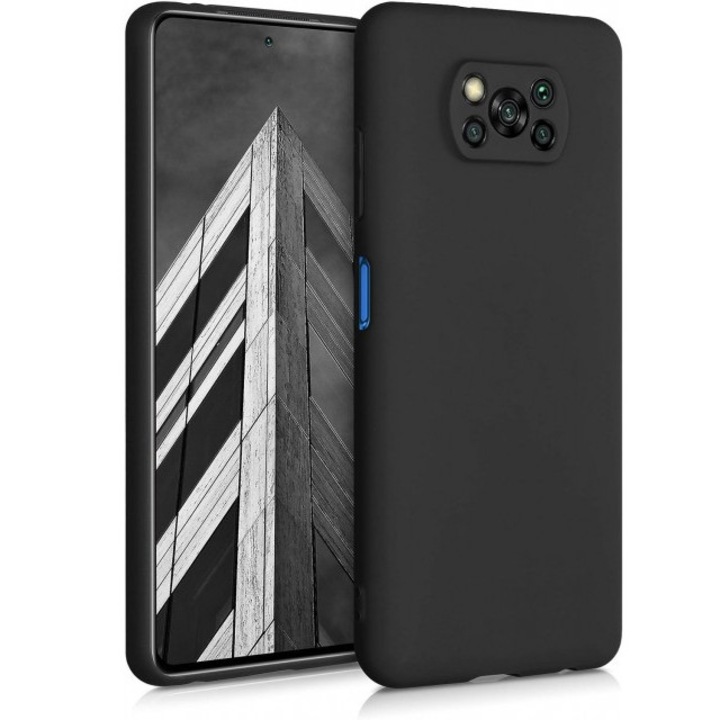Xiaomi Poco X3 / X3 NFC / X3 Pro készülékkel kompatibilis telefontok, prémium puha szilikon, ütésálló, kameravédelem, mikroszálas belső (bársony), kiemelt szélek a képernyővédelem érdekében, fekete