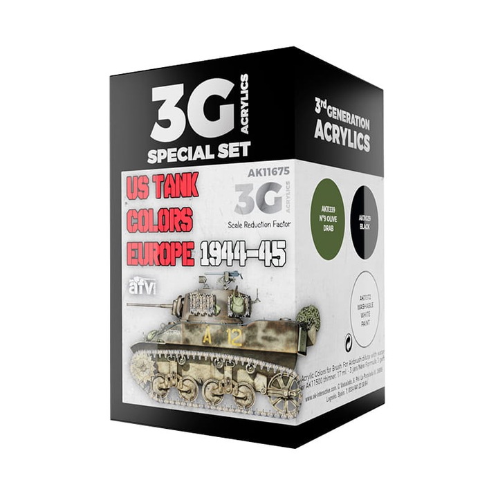 3Gen Acrylics festékkészlet US Tank Colors Europe 1944-45, AK Interactive, 3x17ml