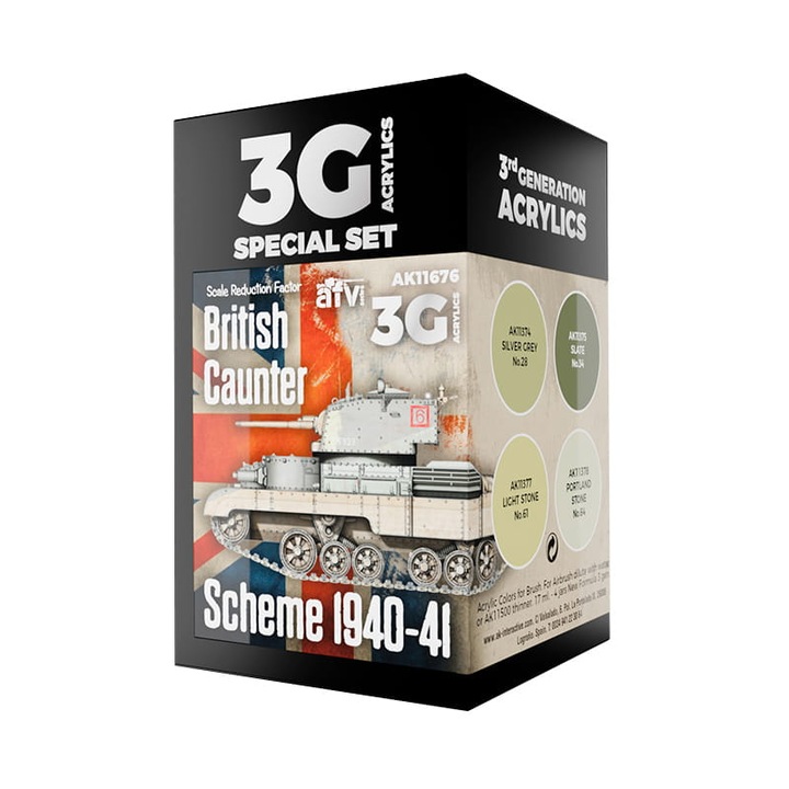 3Gen Acrylics festékkészlet British Counter Scheme 1940-1941, AK Interactive, 4x17ml