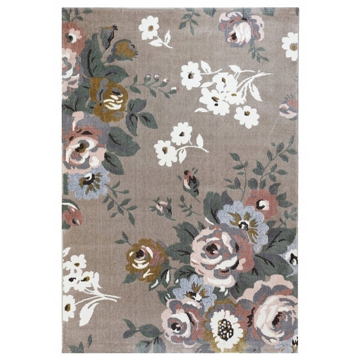 Covor, Seta Hali, PLEASURE L615B_GCA97, 160x230 cm, Multicolor/Gri, Destinat Pentru Living, Dormitor, Hol, Bucatarie, Material Poliester, Design Floral, Calitate Inalta, Rezistent La Pete, Usor De Intretinut, 1.5 kg
