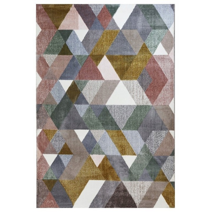 Covor, Seta Hali, PLEASURE L706A_GCA1F, 80x150 cm, Multicolor/Gri, Destinat Pentru Living, Dormitor, Hol, Bucatarie, Material Poliester, Design Geometric, Calitate Inalta, Rezistent La Pete, Usor De Intretinut, 1.5 kg