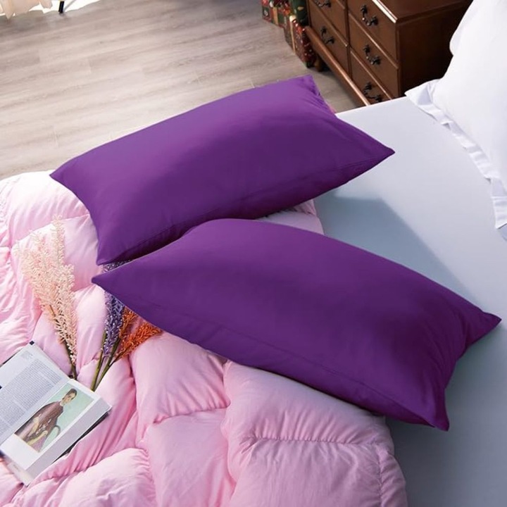 Set 2 Fete de perna Kotonia Home Hotel, 100% bumbac, Olandina color, dimensiunea 50x70 cm, mov