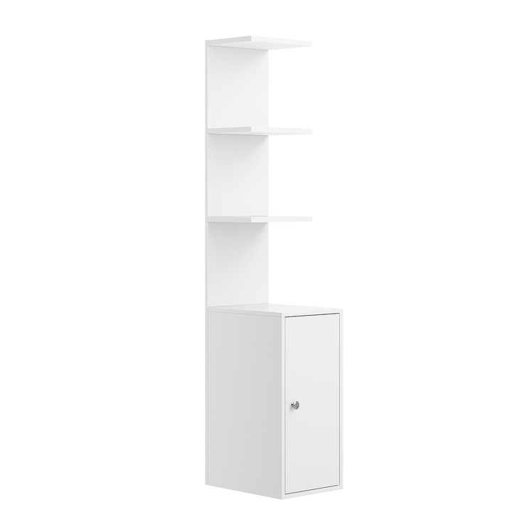 Dulap lateral pentru dressing, raft de expunere, 3 compartimente deschise, 1 dulap cu raft reglabil, alb, 30x40x160cm