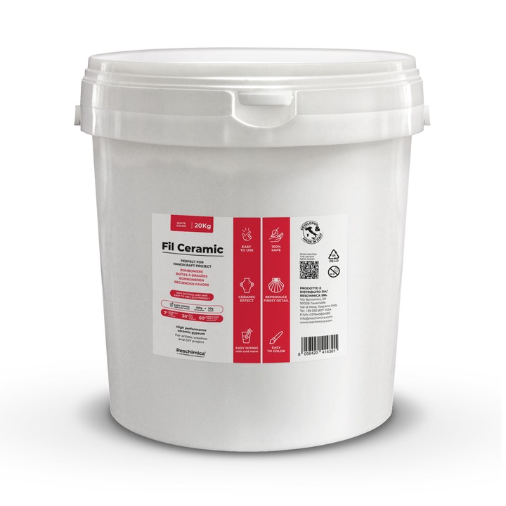 Pudra alba netoxica de ipsos ceramic, pentru proiecte hobby DIY - FIL CERAMIC (20 Kg)