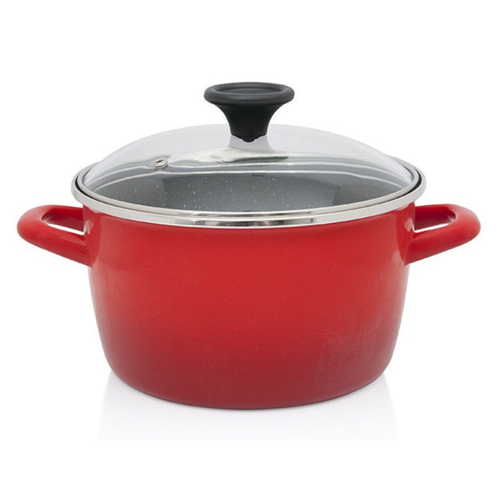 Oala 3.5l cu capac sticla Granit Induction Metalac email/20cm/3.5l