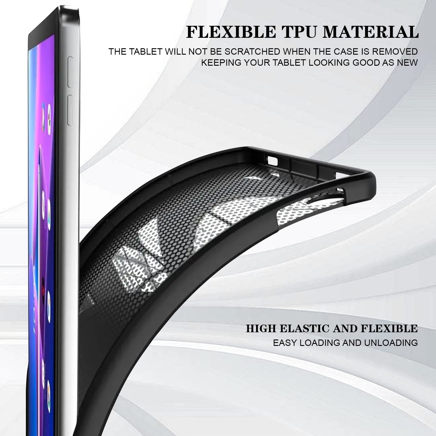 Husa tableta pentru Huawei MediaPad T5, material TPU, design cu desene colorate, protectie anti-zgarieturi, acces complet la porturi, albastru cu model fluture