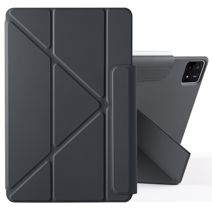 Husa tableta pentru Xiaomi Pad 6/6 Pro, piele cu catarama fixa, inchidere magnetica, neagra