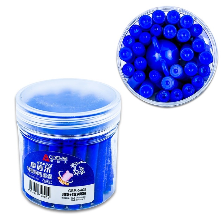 Patroane cu cerneala termosensibila, albastre, 30 buc/set