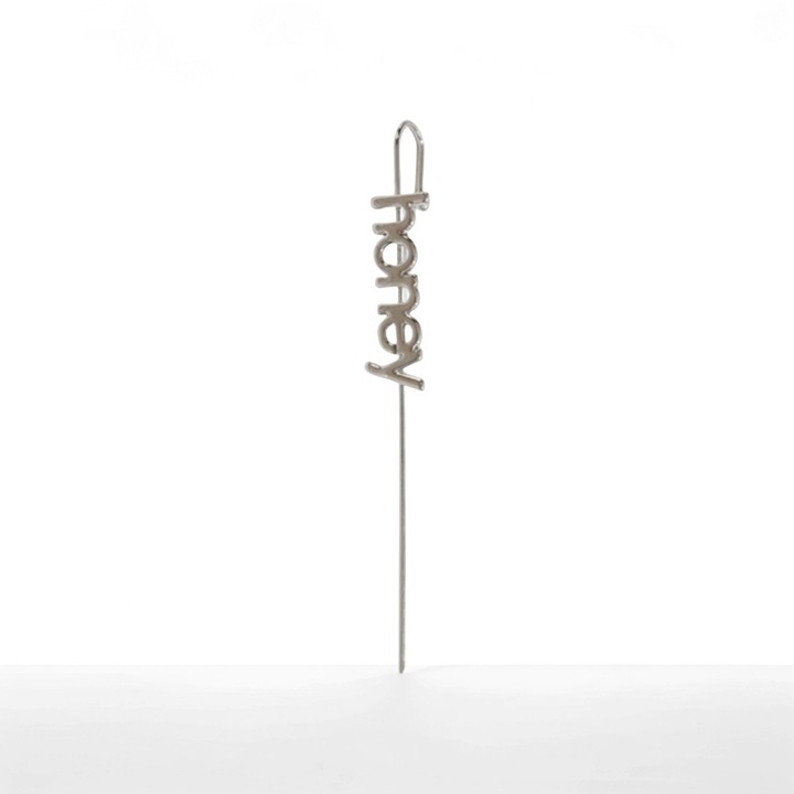 Cercei Ear Cuff pentru Femei, Aliaj Ecologic si Alama, Placat cu Aur Alb, Text "Honey", 7.1cm, Argintiu, Hipoalergenici, 1 Bucata