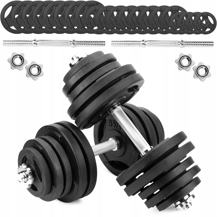 Set haltere din fonta 2x35kg SPORT BLAST, 20 greutati, 2 gryfi, 4 cleme, antiderapante, 70kg