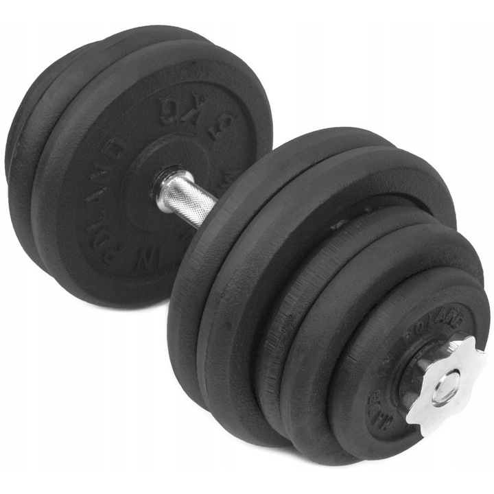 Set gantere fonta Luka 35kg antiderapant, maner metalic, greutati reglabile