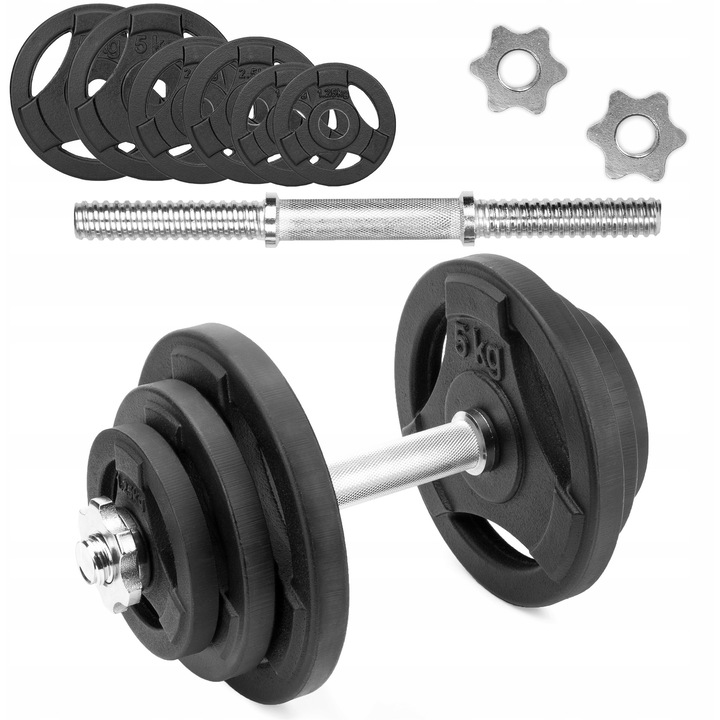 Set haltere reglabile SPORT BLAST 20kg, 6 greutati, 2x5kg, 2x2,5kg, 2x1,25kg, 28mm, antiderapante