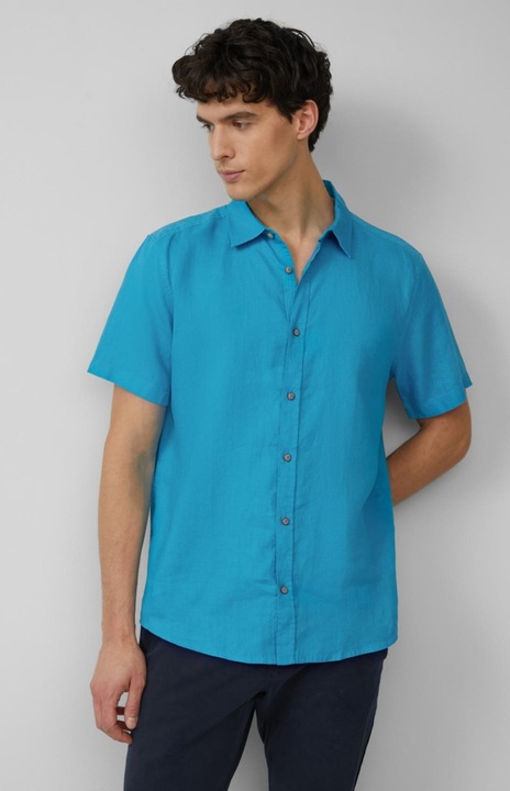 S.Oliver Camasa usoara cu maneca scurta,barbati, din 100% in, Regular fit, Turcoaz