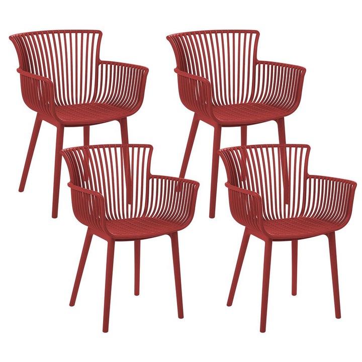 Set de 4 scaune de gradina Pesaro Rosu