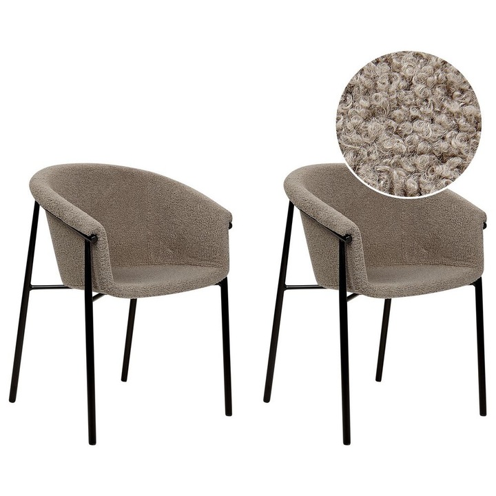 Set de 2 scaune dining Ames Boucle Taupe