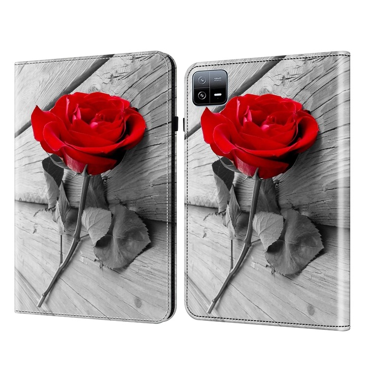 Husa tableta pentru Xiaomi Pad 6/6 Pro, piele texturata, cu design pictat, roz