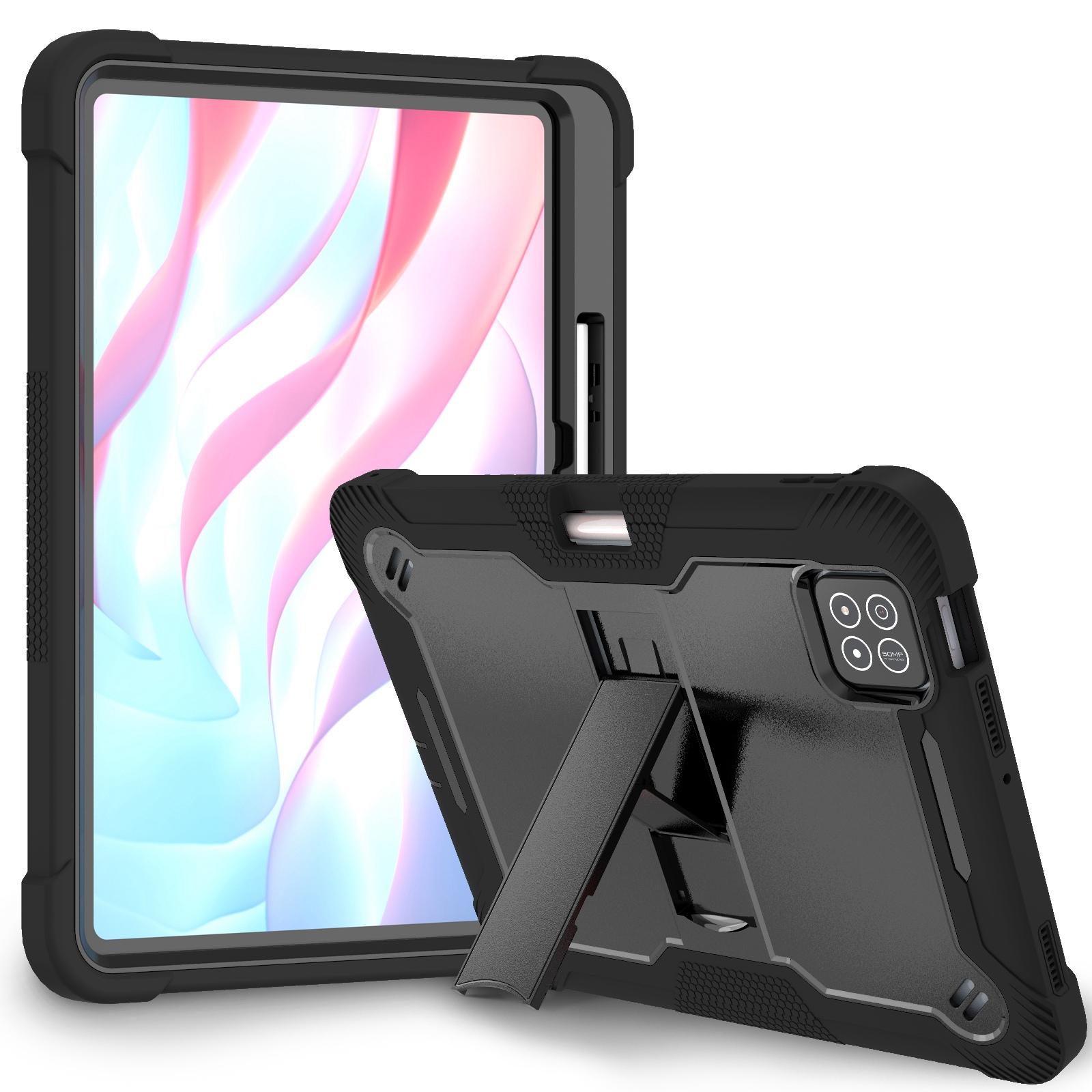 Husa tableta pentru Xiaomi Pad 7/7 Pro, silicon hibrid + PC, cu suport, rezistenta la socuri, negru