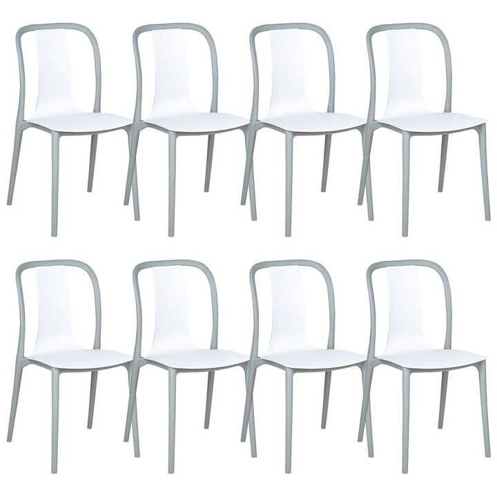 Set de 8 scaune de gradina Spezia Alb