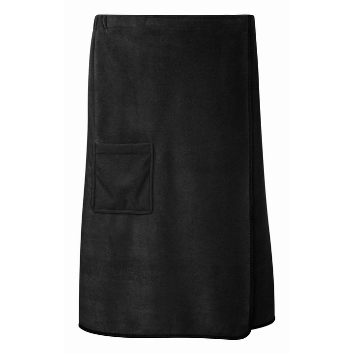 Prosop de sauna pentru barbati, Spod Igly i Nitki, L/XL, 65x160 cm, microfibra, negru