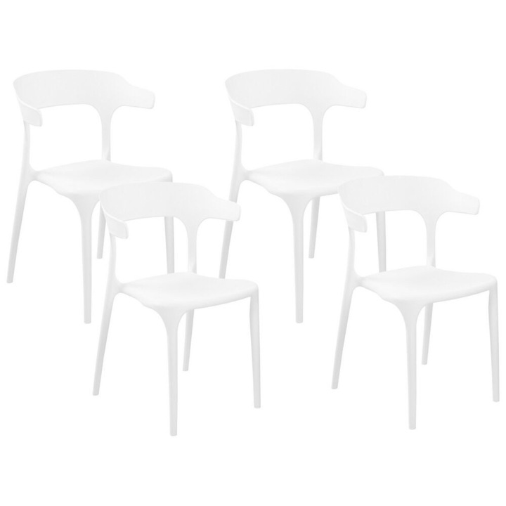 Set de 4 scaune de gradina Gubbio Alb