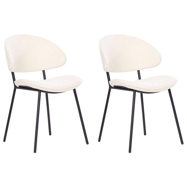 Set de 2 scaune dining Kiana Crem