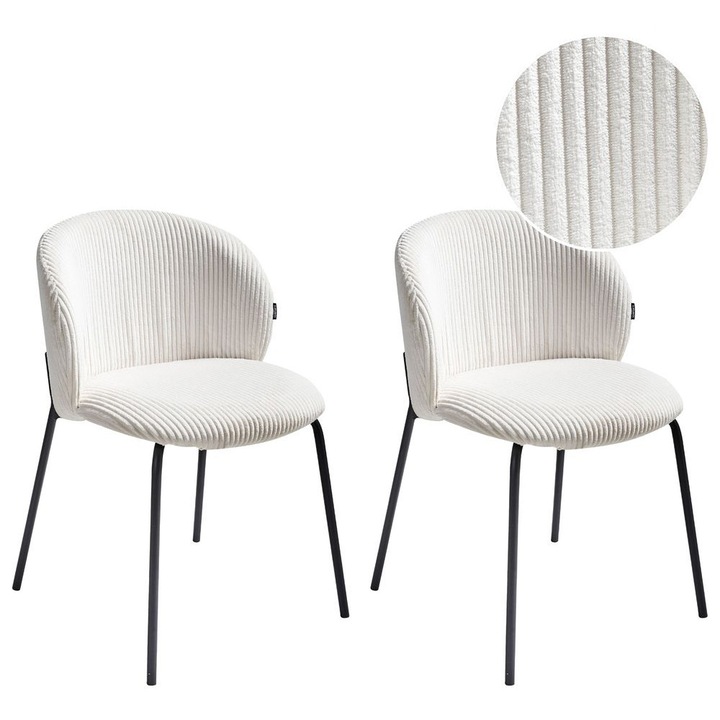 Étkezőszék kétdarabos szettben Miles Kordbársony Törtfehér
