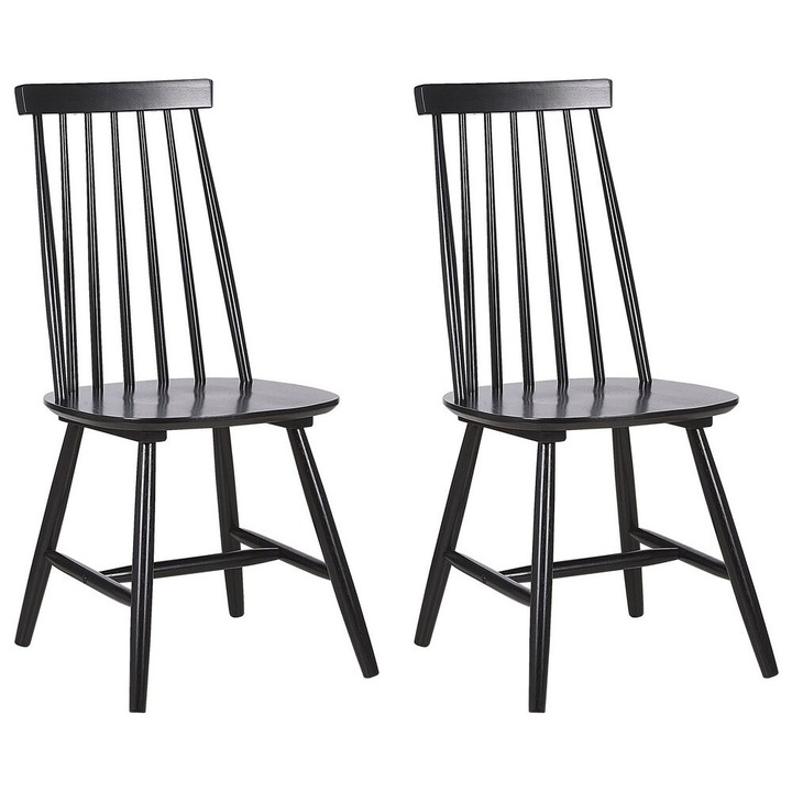 Set de 2 scaune dining Burbank Lemn Negru