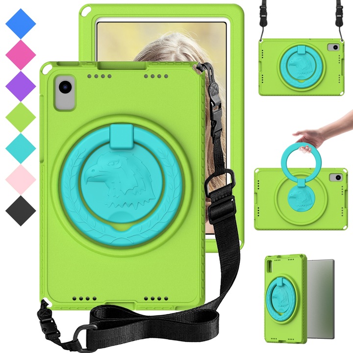 Husa tableta compatibila cu Samsung Galaxy Tab S6 Lite, hibrid EVA & PC, rezistenta la socuri, verde iarba