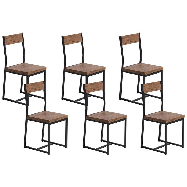 Set de 6 scaune dining Laredo Maro/Negru