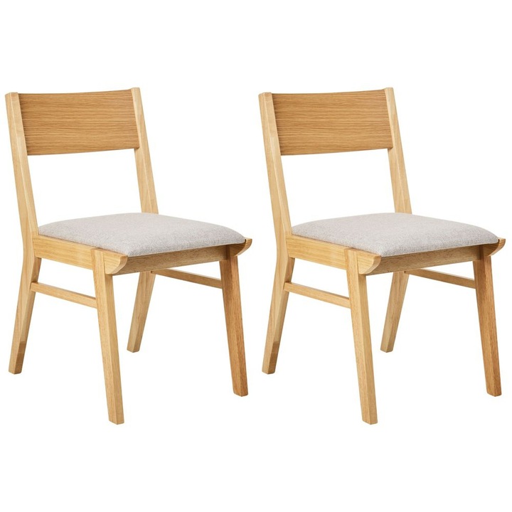 Set de 2 scaune dining Enola Lemn Gri deschis