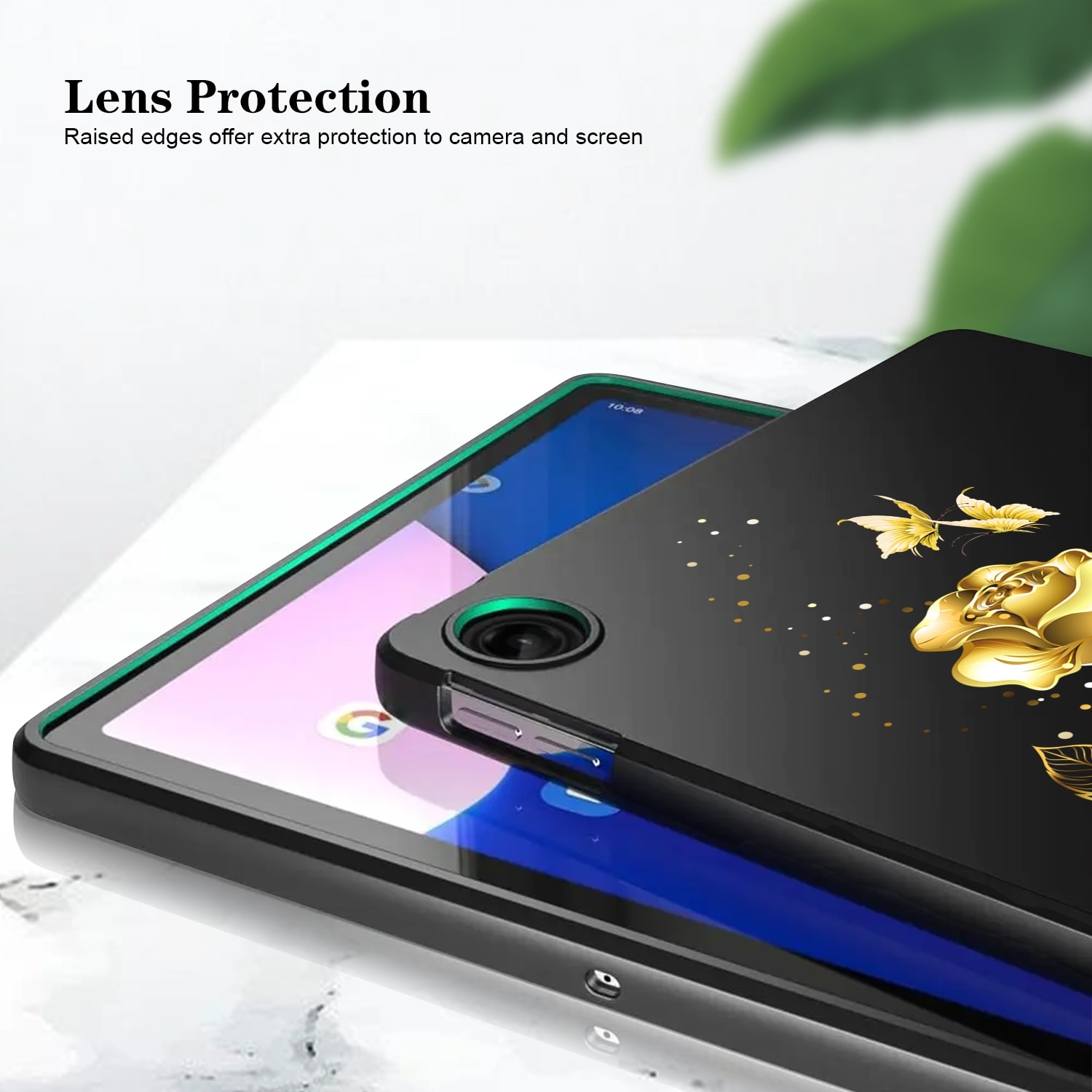 Husa tableta pentru Huawei MediaPad T5, material TPU, design cu desene colorate, protectie anti-zgarieturi, acces complet la porturi, albastru cu model fluture