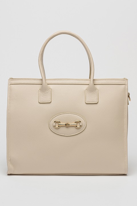 Antonia Moretti, Bőr kézitáska levehető logós kiegészítővel, Világosbézs