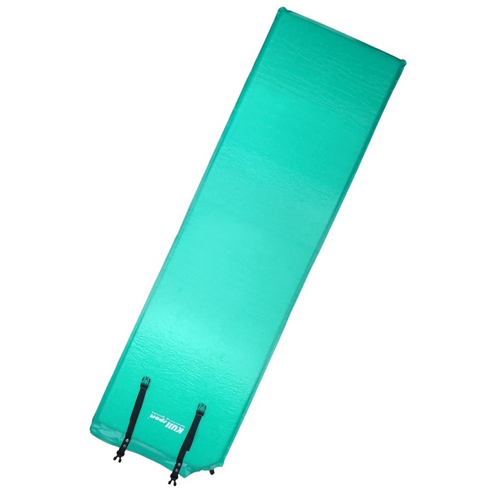 Mata de camping KUBISPORT, 186x53x2,5 cm, turcoaz, capacitate 120 kg, set autoumplere