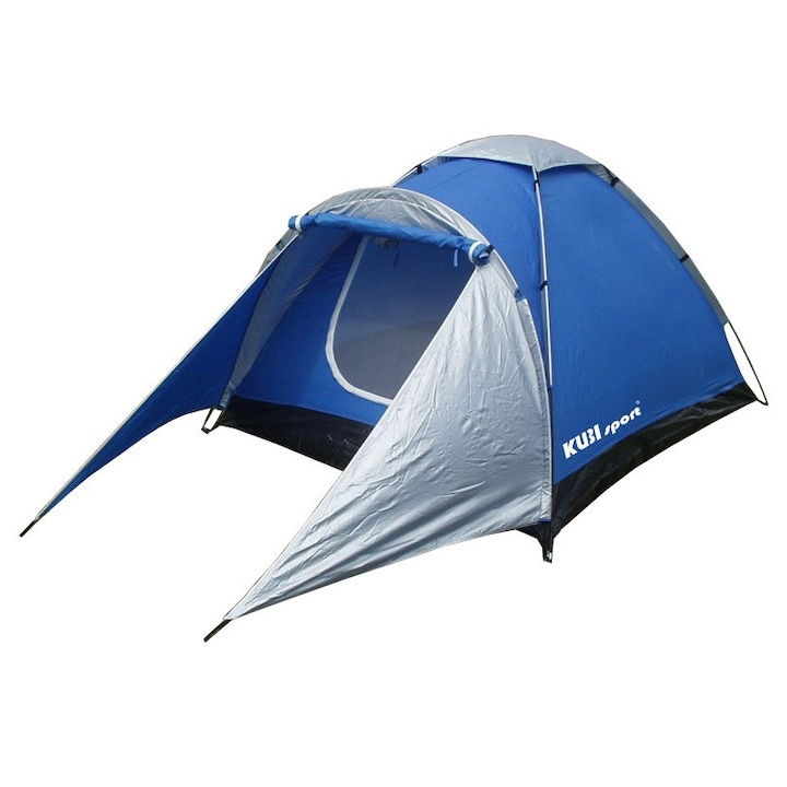 Cort camping 3 persoane cu pridvor, 300x160x120cm, impermeabil, 2,1kg