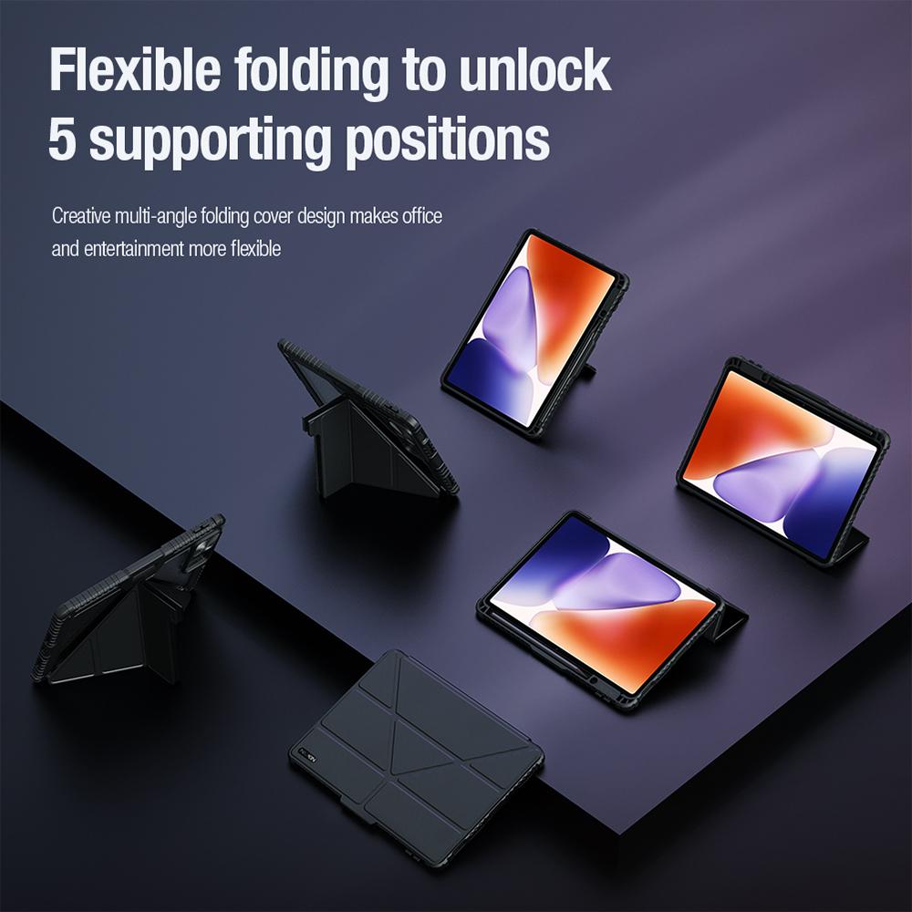 Husa tableta pentru Xiaomi Pad 7 / Pad 7 Pro, Nillkin Bumper Pro Camshield, din piele, cu suport, inchidere magnetica, negru