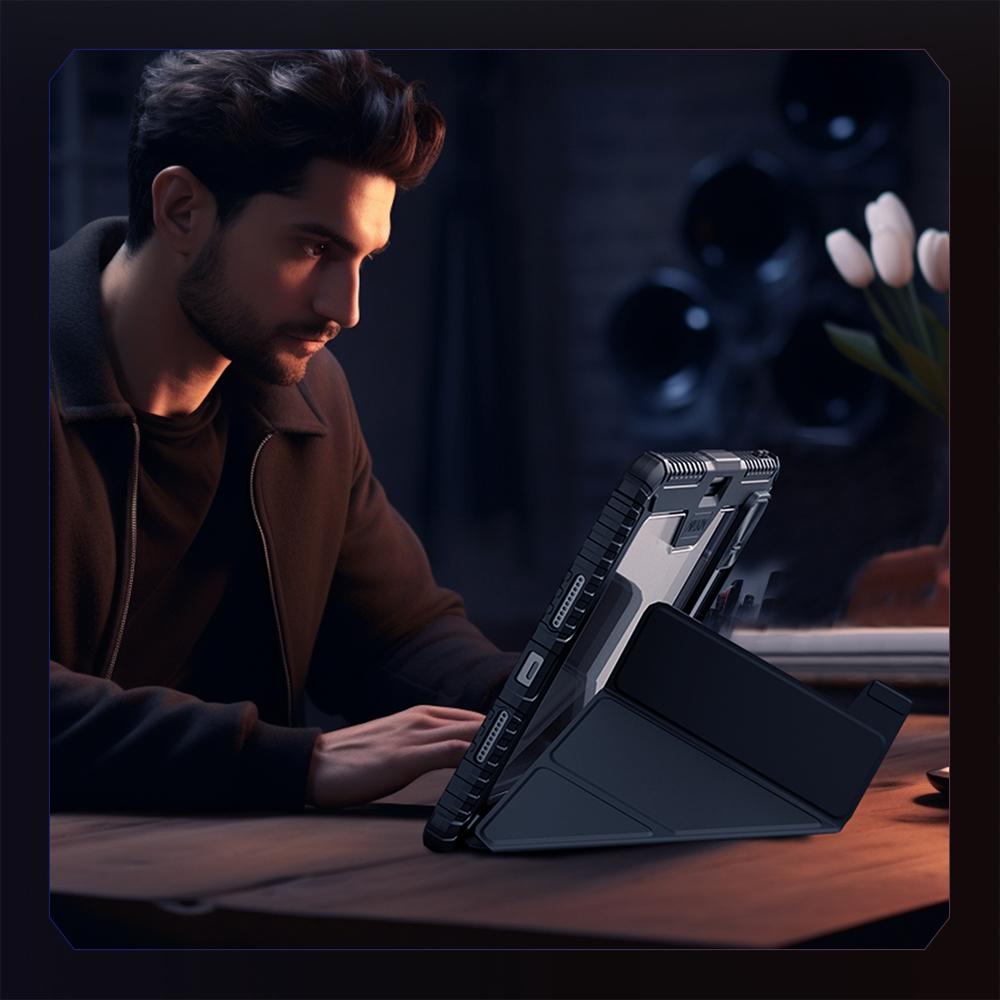 Husa tableta pentru Xiaomi Pad 7 / Pad 7 Pro, Nillkin Bumper Pro Camshield, din piele, cu suport, inchidere magnetica, negru