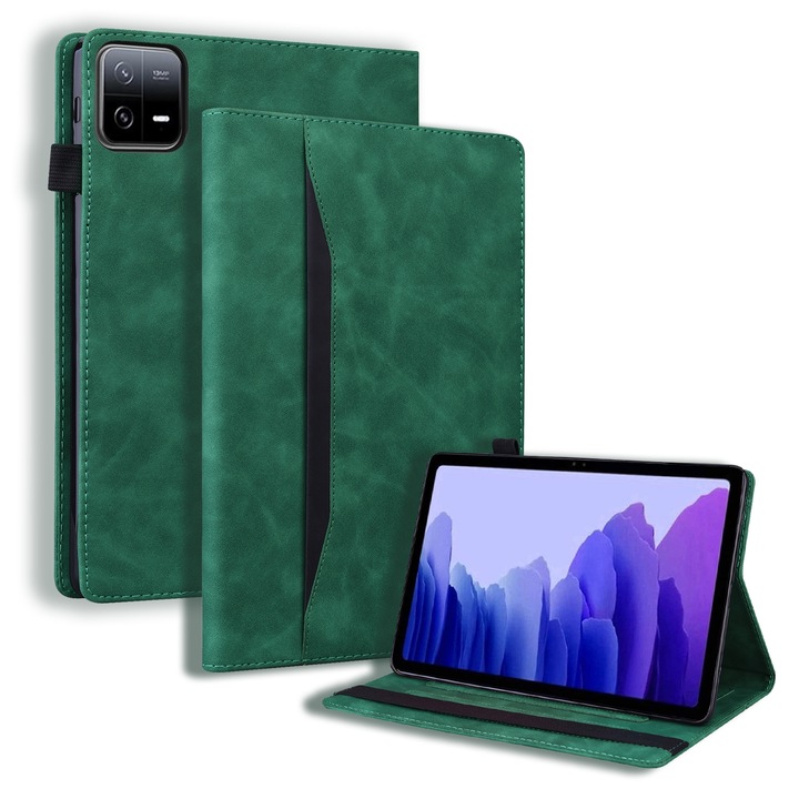 Husa tableta pentru Xiaomi Pad 7, piele si TPU, anti-soc, verde