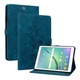 Husa tableta compatibila cu Samsung Galaxy Tab S2 9.7 T810 T815, piele gravata cu floarea crinului, albastru inchis