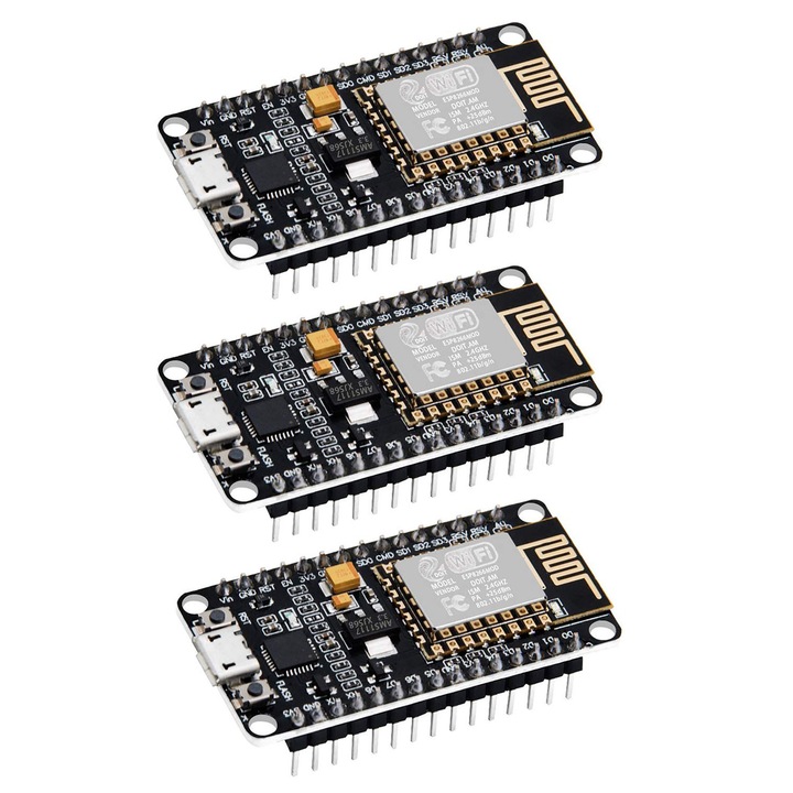 Set 2PCS Placi de Dezvoltare ESP8266 WI-FI NodeMCU CH340 ESP-12E, 30 pini, Arduino